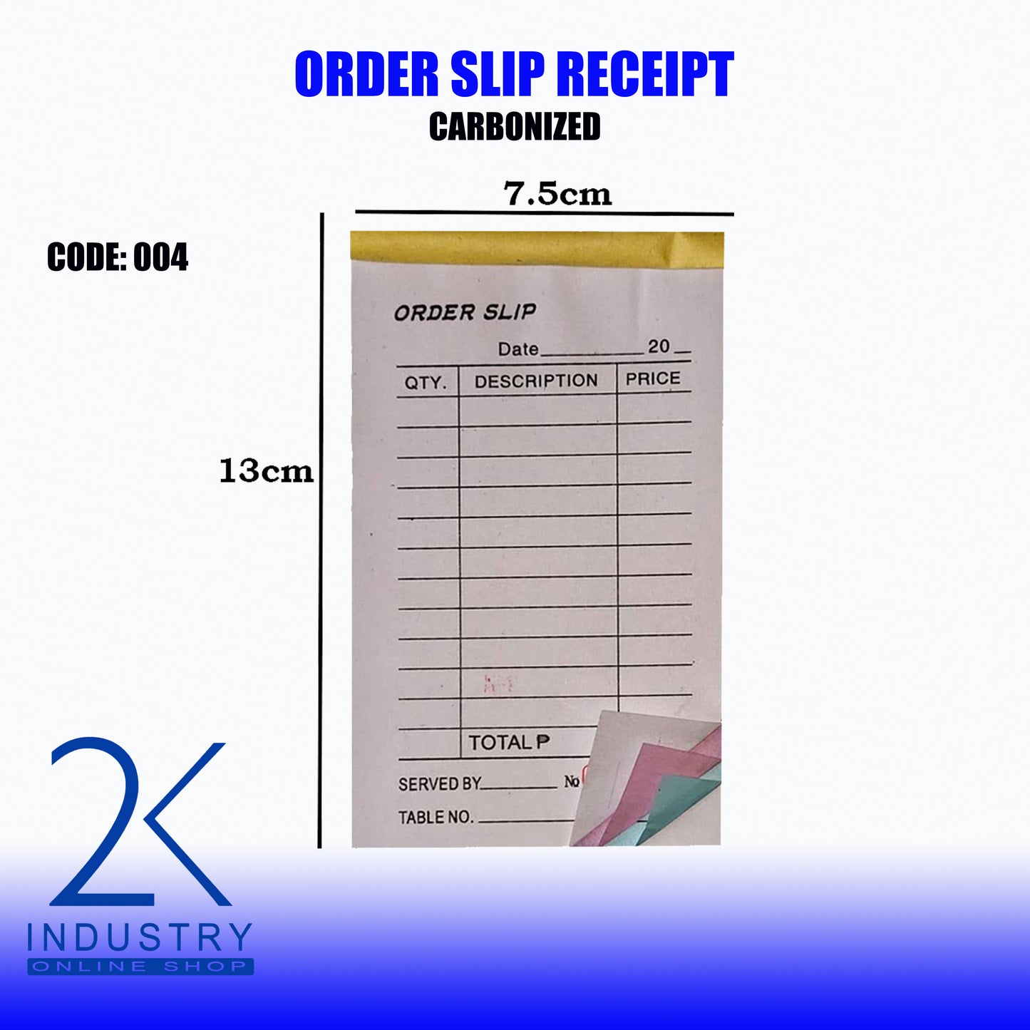 CARBONIZED ORDER SLIP - 1 BOOKLET