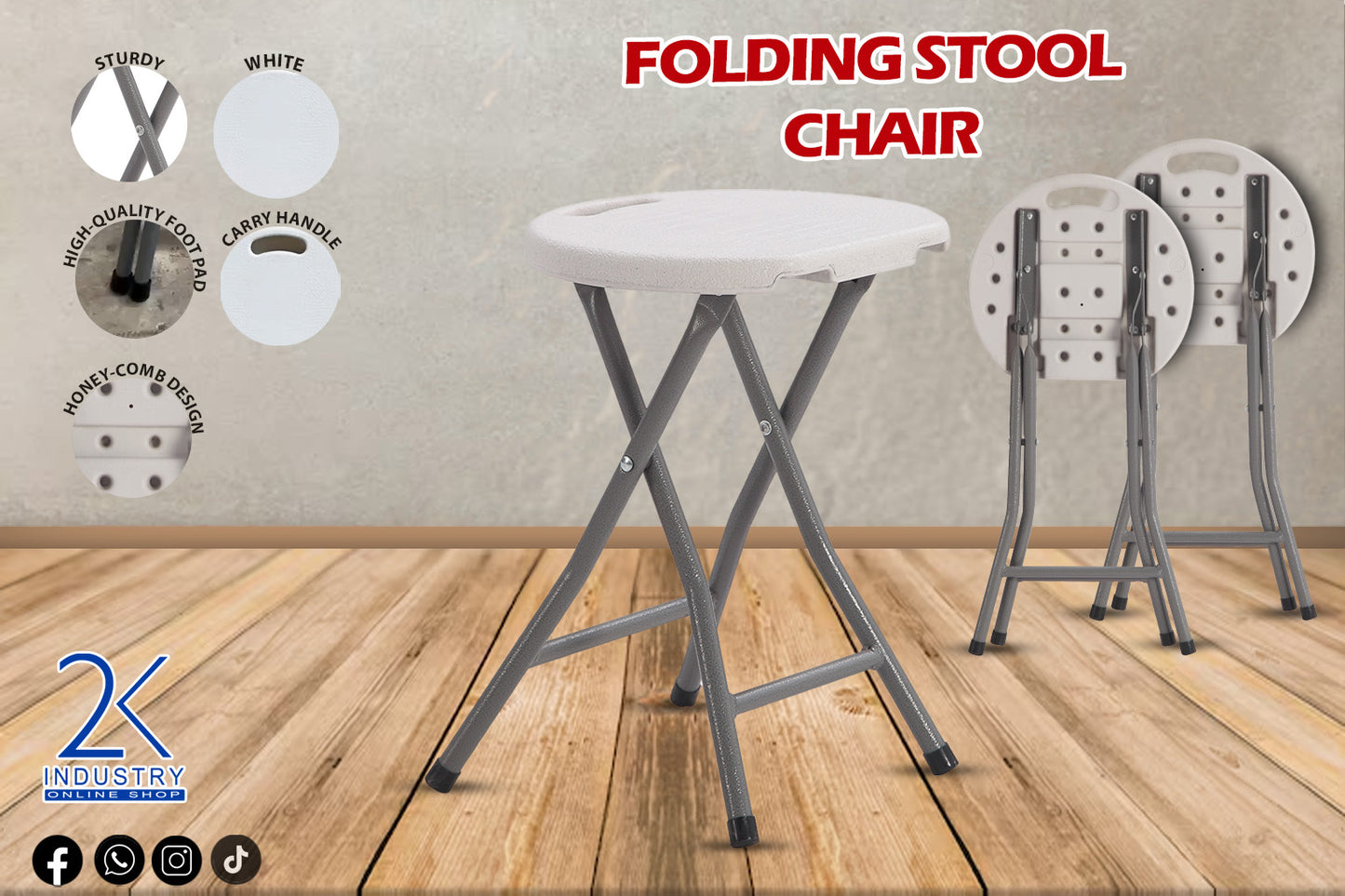 White Folding Stool