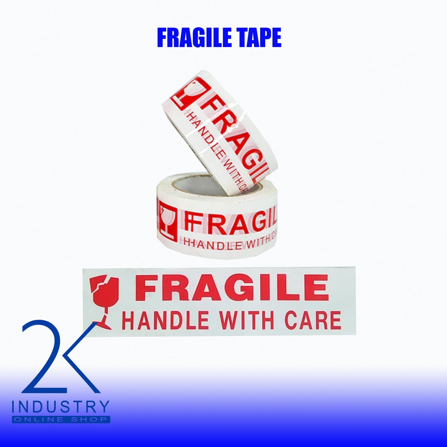 2INCHES X 100 M FRAGILE TAPE CLEAR / TAN BACKGROUND 43 MICRONS
