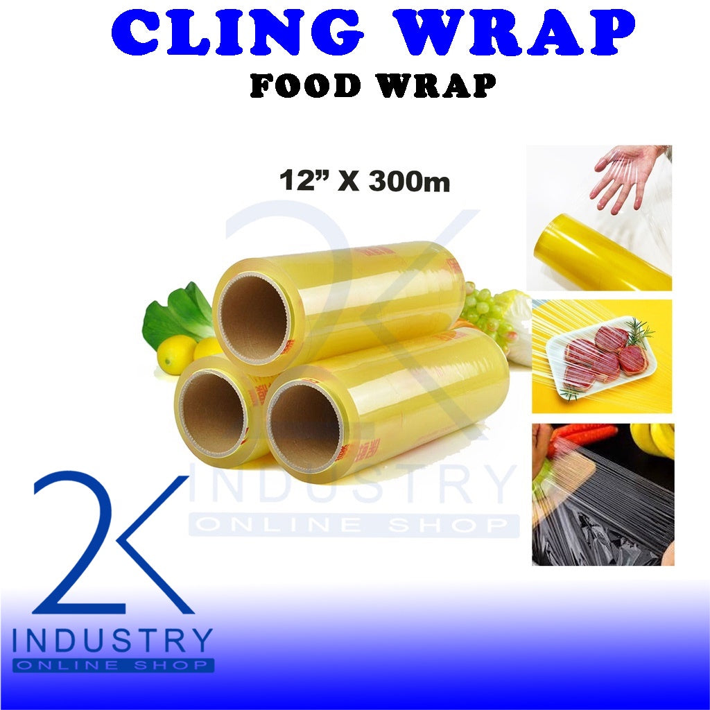 Plastic Food Wrap (12" x 200 meters) Food Grade Cling Wrap Food Packaging PVC Foodwrap