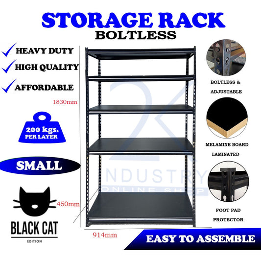 (SMALL) DIY STORAGE RACK BLACK CAT SHELVES- STEELRACK BLACK LAMINATED
