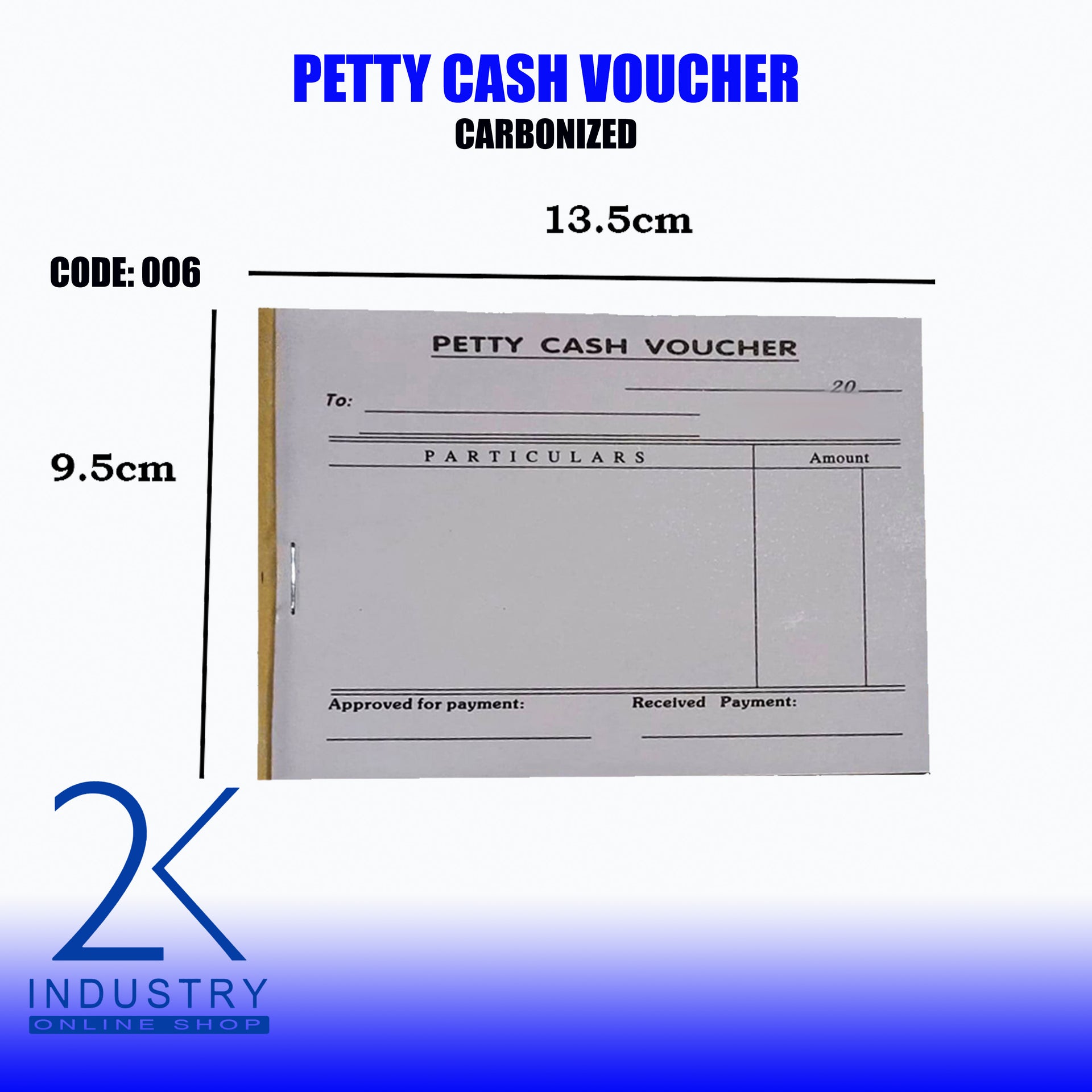 CARBONIZED PETTY CASH VOUCHER- 1 BOOKLET