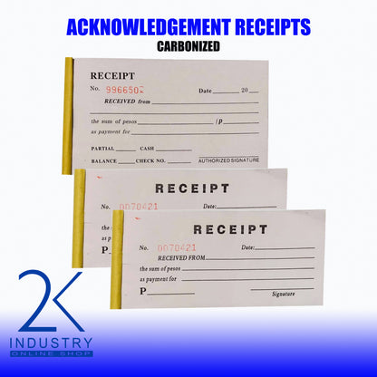 CARBONIZED ACKNOLEDGEMENT RECEIPT- 1 BOOKLET