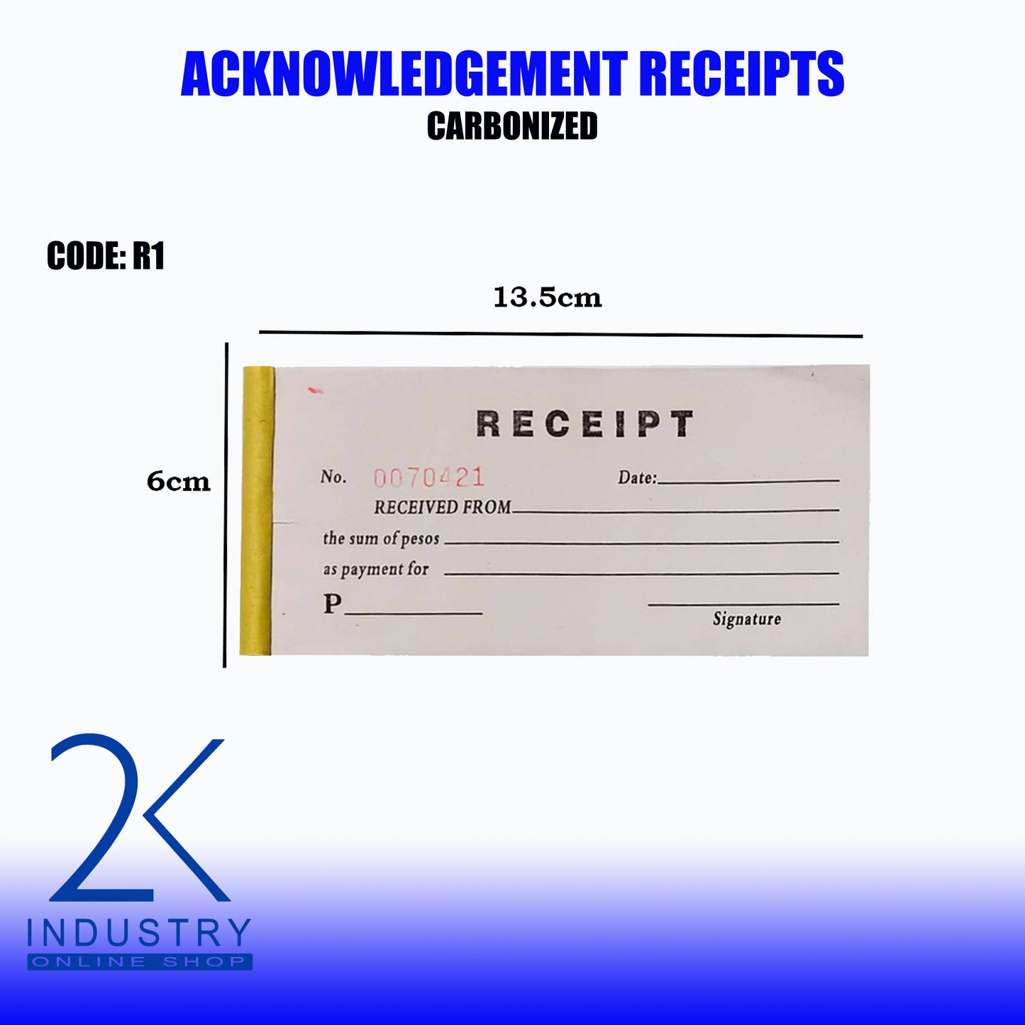 CARBONIZED ACKNOLEDGEMENT RECEIPT- 1 BOOKLET