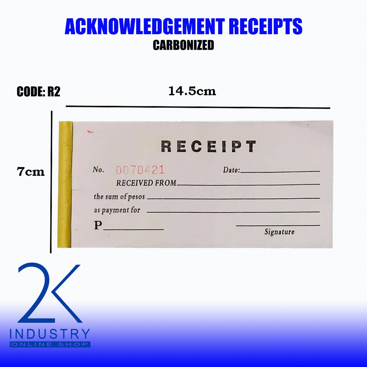 CARBONIZED ACKNOLEDGEMENT RECEIPT- 1 BOOKLET