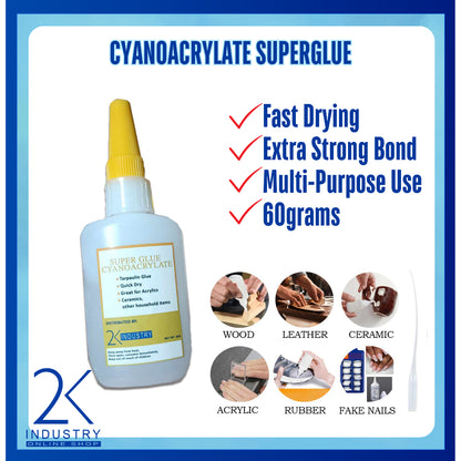 MULTI PURPOSE SUPER GLUE CYANO ACRYLATE ADHESIVE ALL PURPOSE GLUE 60g (BIG SIZE)