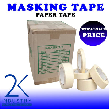 1 BOX MASKING TAPE STATIONARY SCHOOL/OFFICE SUPPLY | PAPER TAPE (½ , ¾, 1, 1.5, 2 INCHES) WHOLESALE
